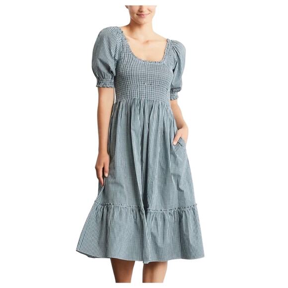 Hill House Dresses & Skirts - Hill House The Louisa Nap Midi Dress Emerald Green Gingham Smocked Small